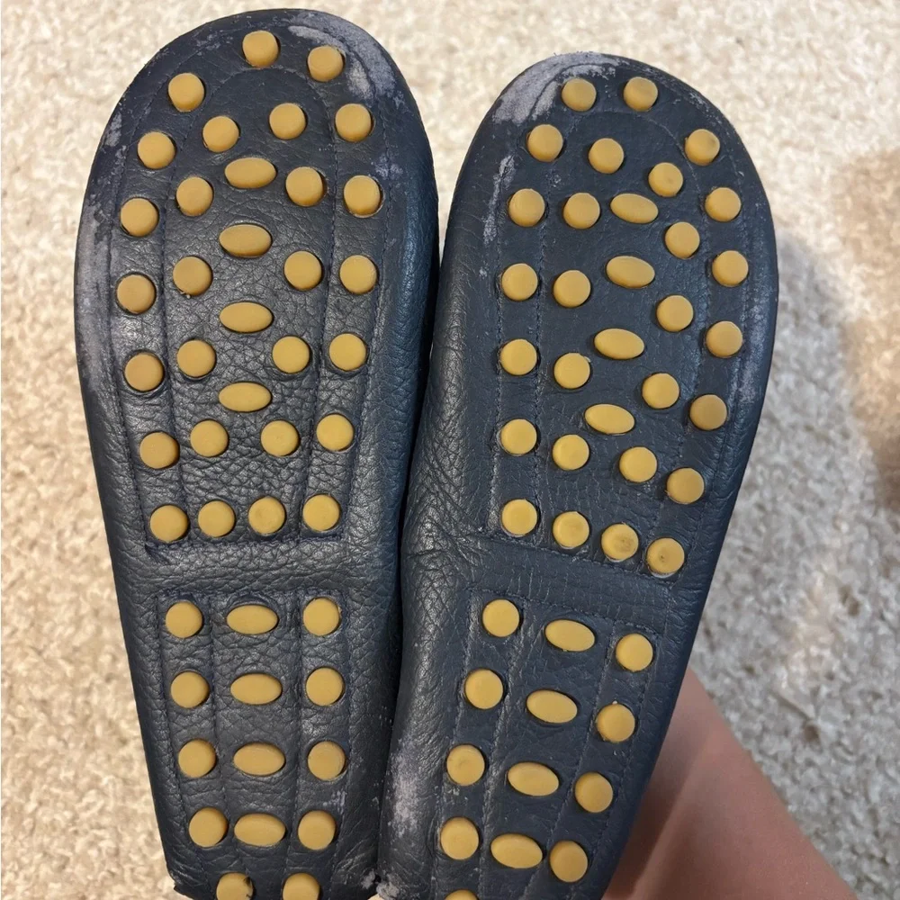 Elephantito Navy Blue Leather Moccasin Kids Shoes
